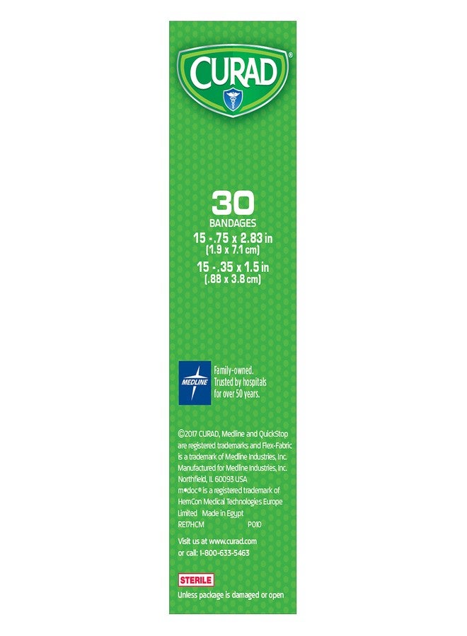CURAD QuickStop Bleeding Control Flexible Fabric Bandages, Assorted Sizes, 30 Count - Image 4
